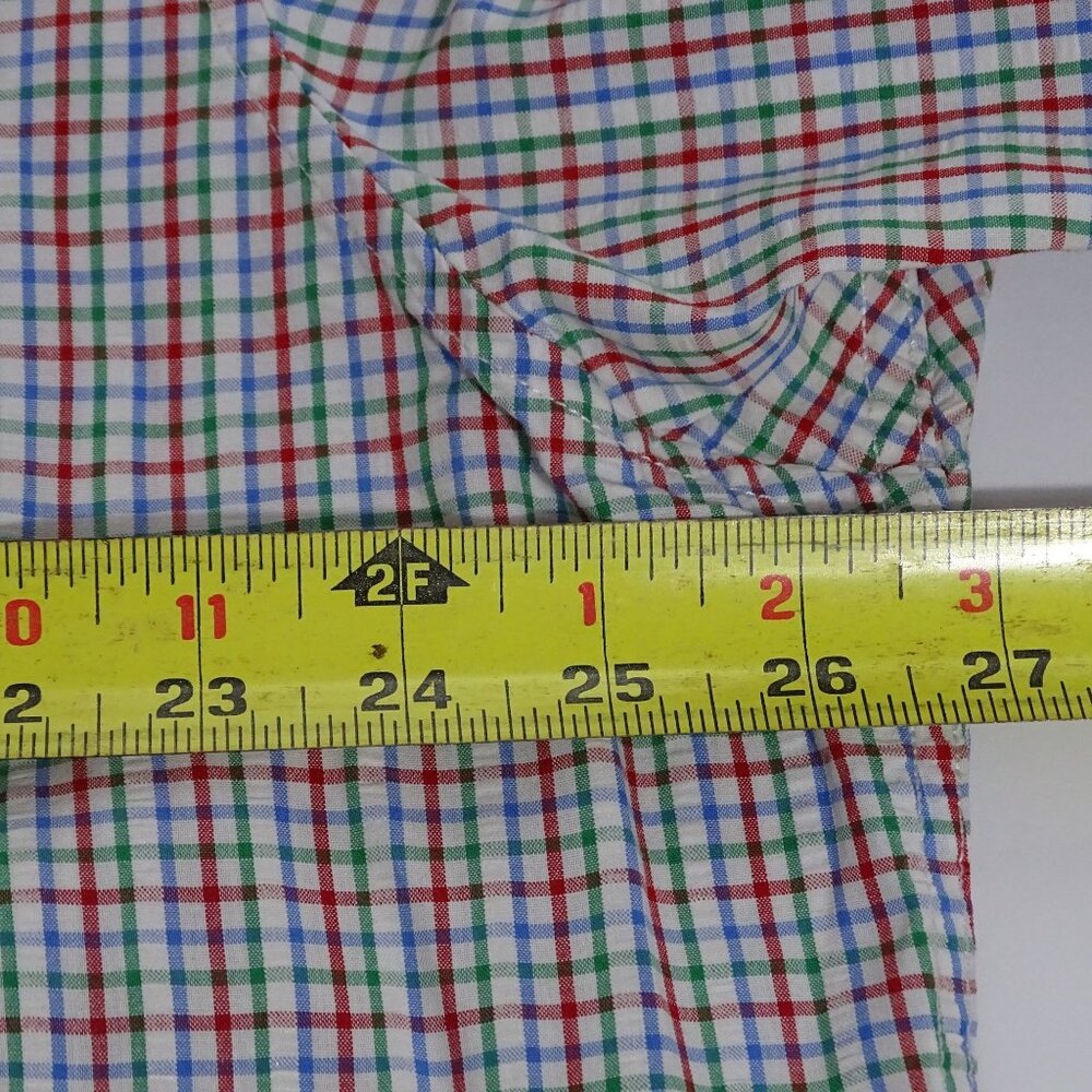 Lands End Button Down Plaid Seersucker Shirt Traditional Fit Size XL 17-17.5 - Picture 9 of 10